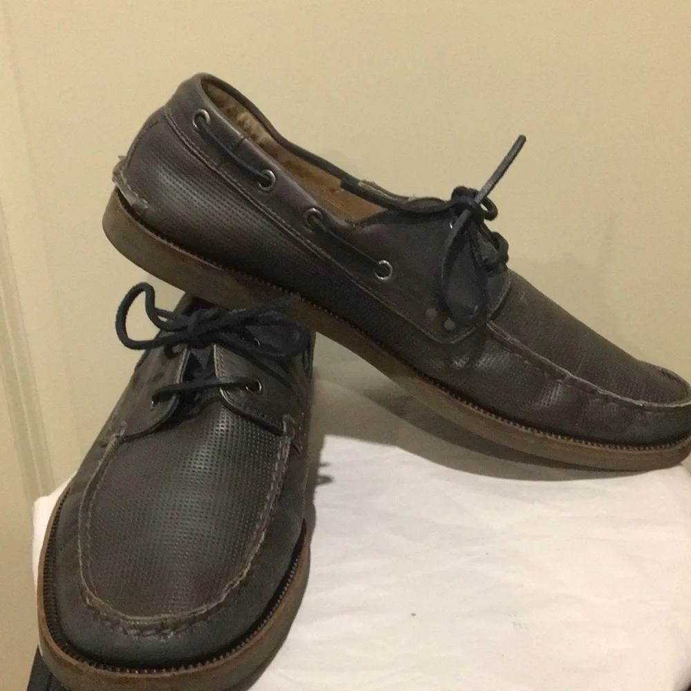 John Varvatos USA mens Slip On Leather loafers/ boat shoes size 11.5 dark grey